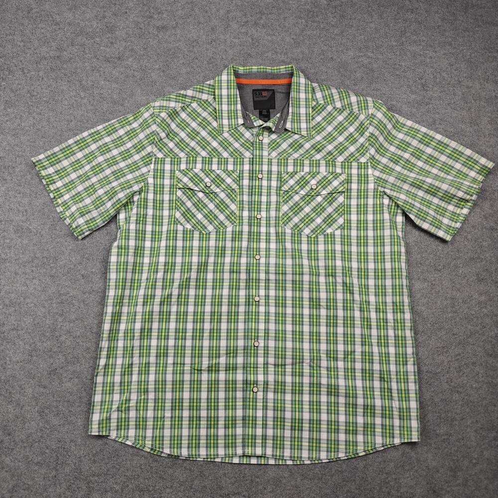 5.11 Tactical Shirt Mens Large Green Plaid Cotton Short Sleeve Button-Up